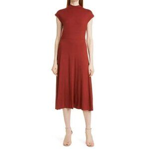 NEW Hugo Boss womens "Ellira" mock neck midi dress sz Large cap sleeve